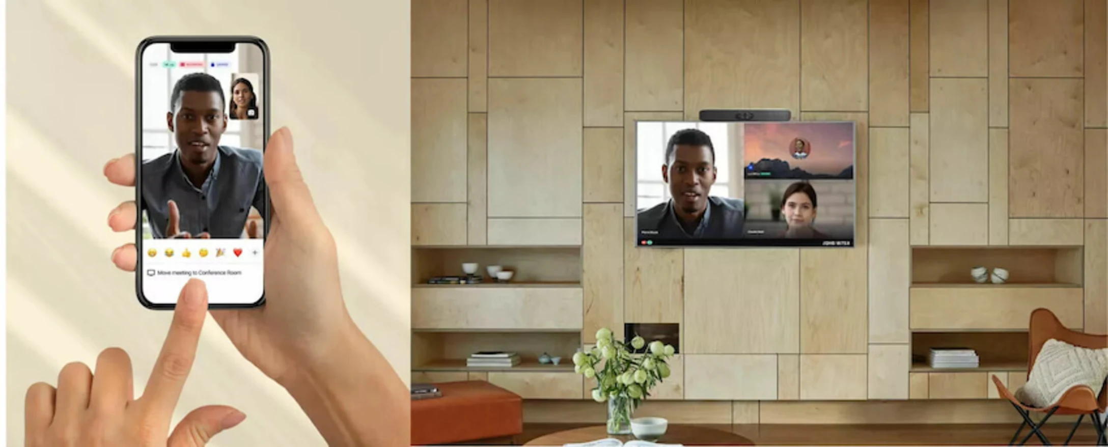 Dialpad meetings displayed on TV screens for conference room VTC equipment setup