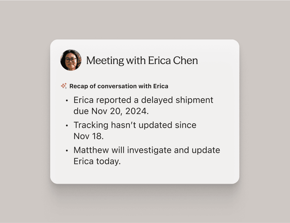 Screenshot of an Ai Recap of a conversation