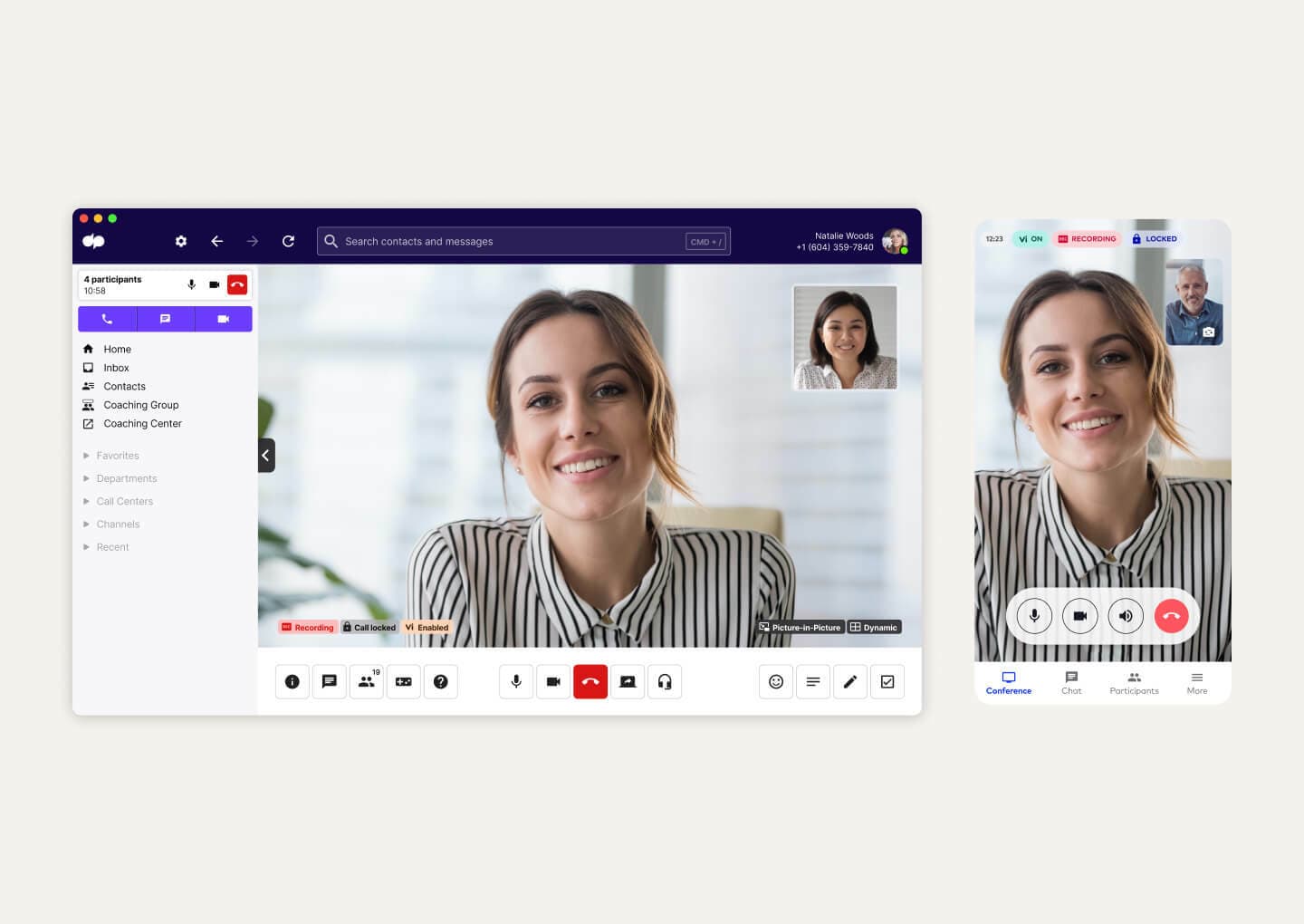 side by side of dialpad desktop and mobile apps