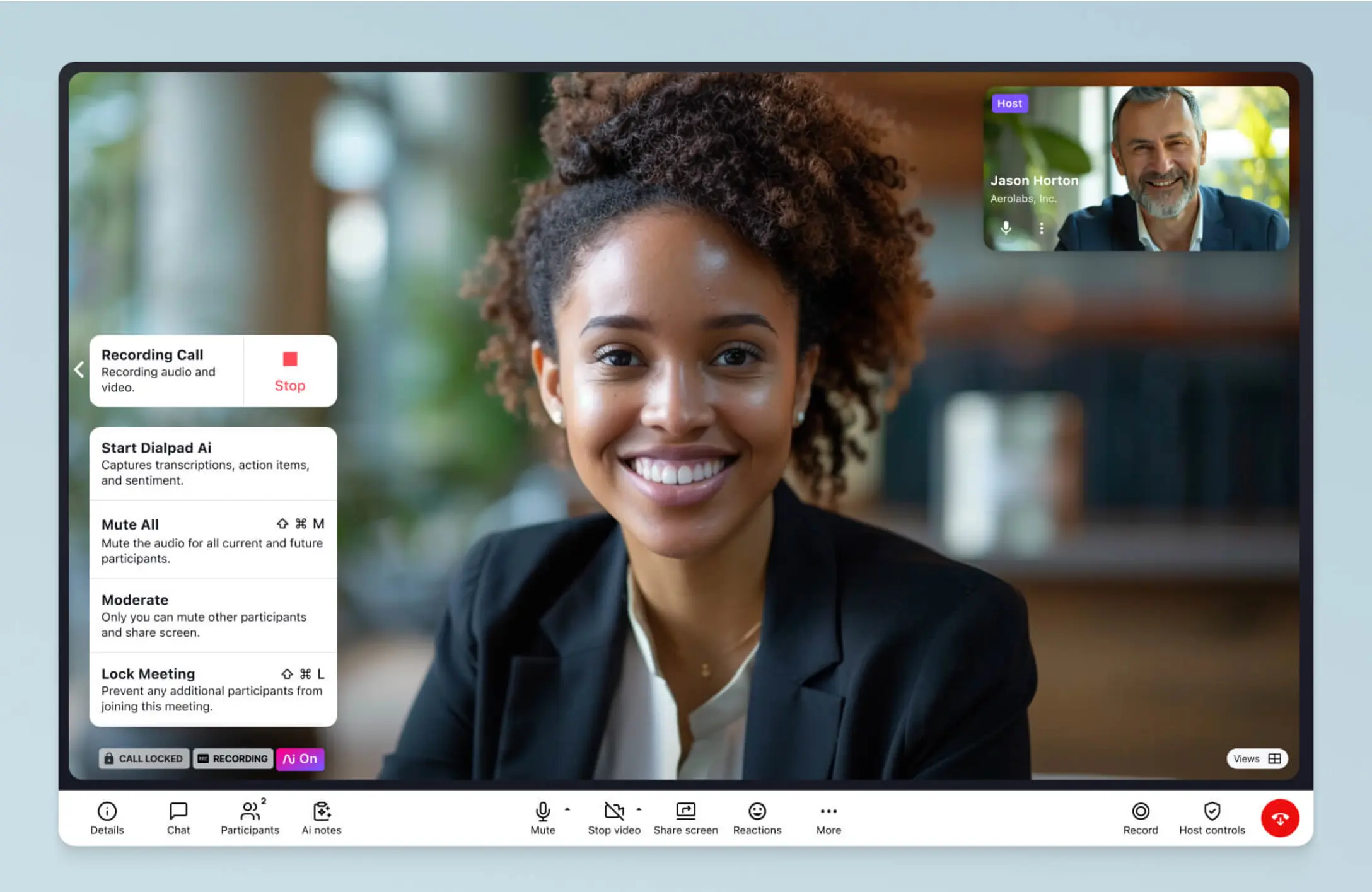 Video call recording feature in Dialpad for VTC equipment and business meeting documentation