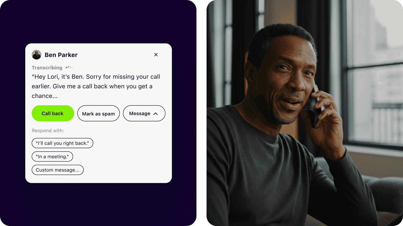 Dialpad's visual voicemail transcription feature