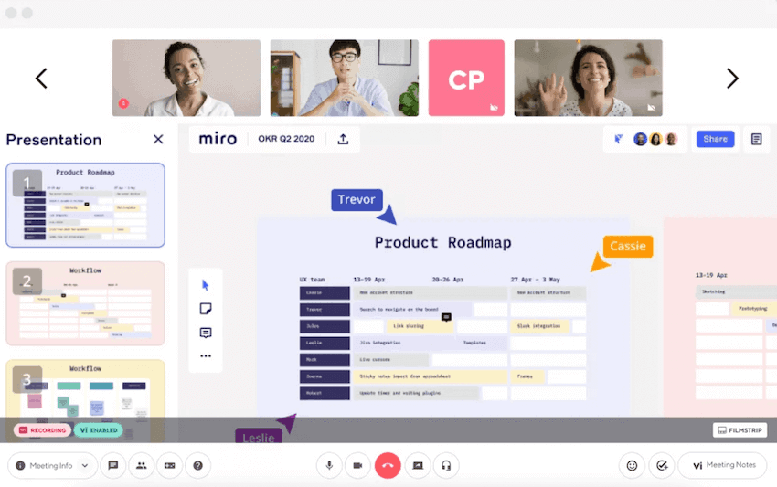 Screenshot of Dialpads integration with Miro