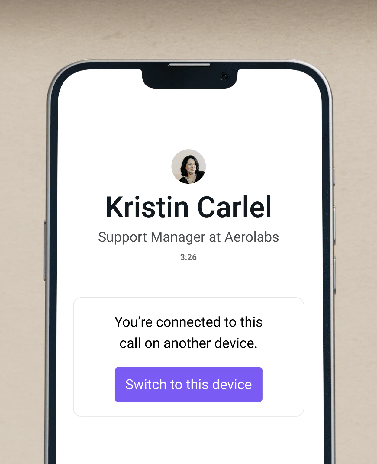 Screenshot of the feature that allows switching a call between devices