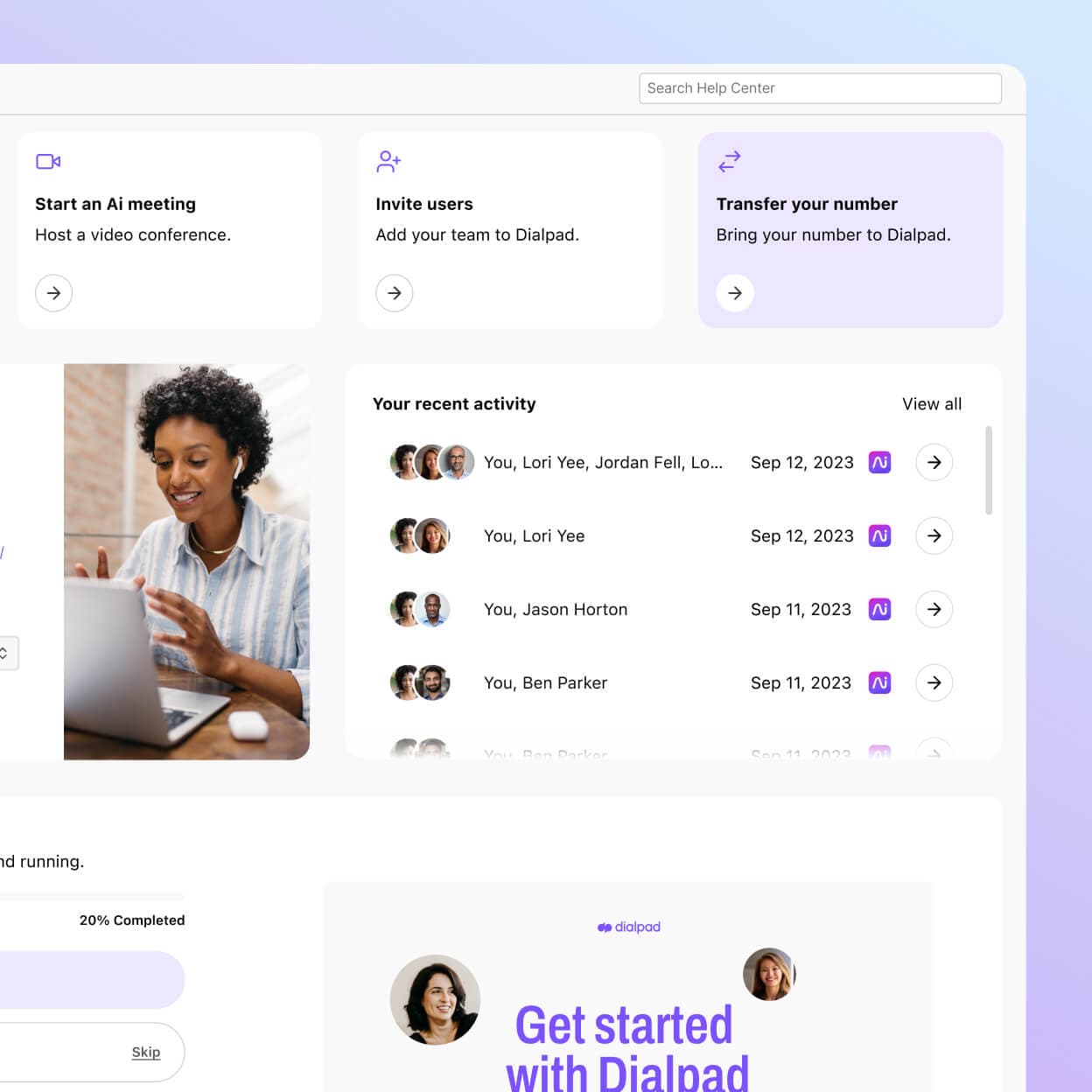 Screenshot of porting a phone number from Dialpads online dashboard