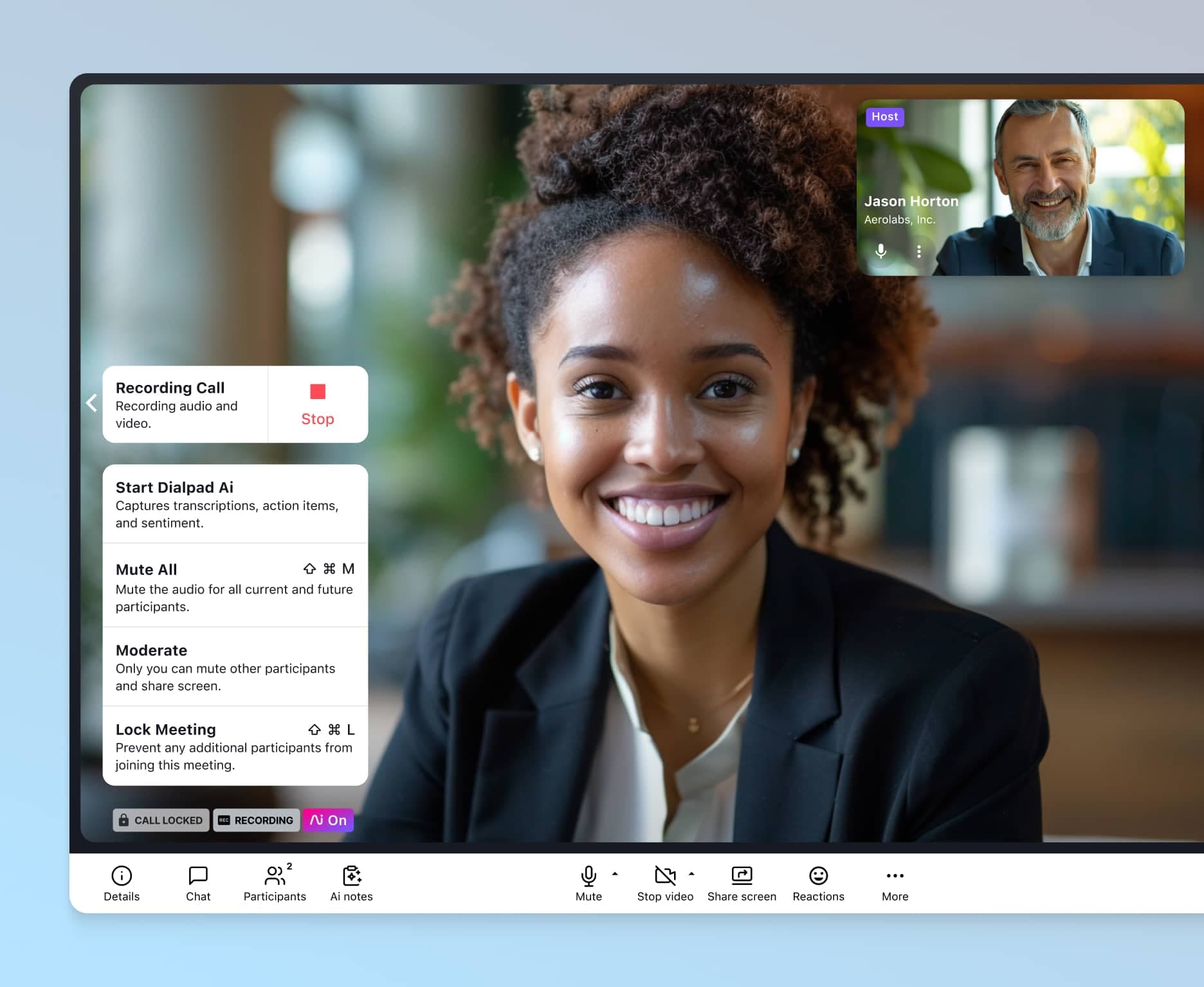 Dialpad's in-meeting security controls