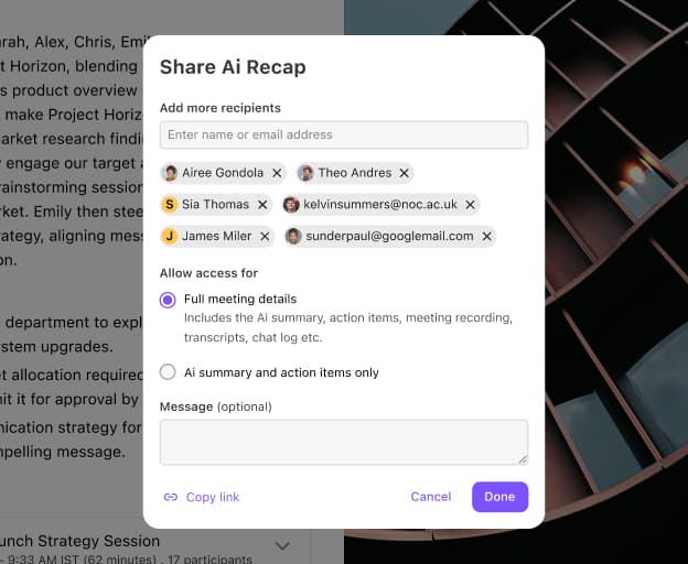 Screenshot of a call summary generated by Dialpads Ai Recaps getting sent to recepients