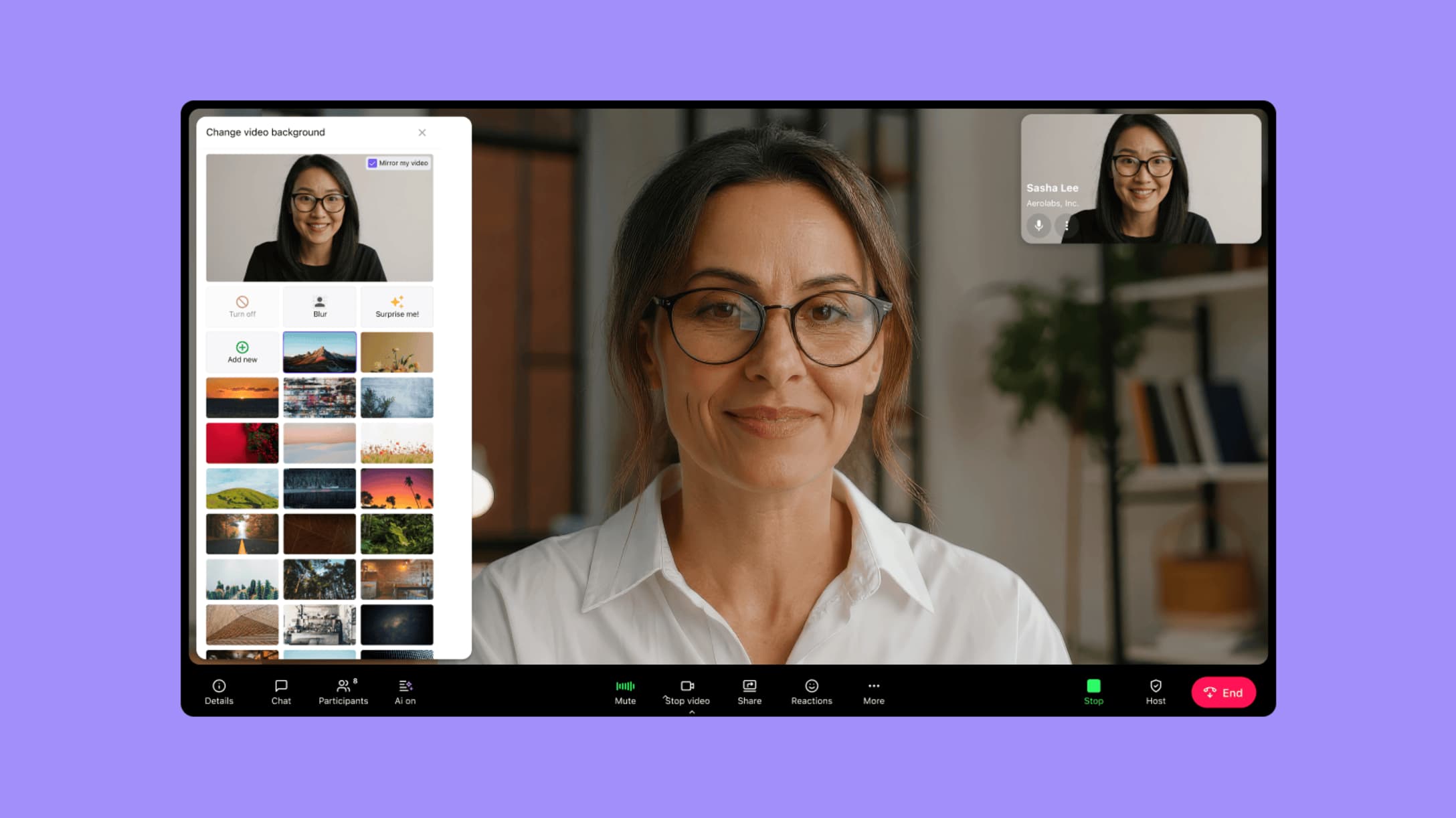 Virtual background customization in Dialpad video conferences using VTC equipment for professional meetings