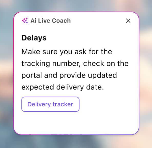 Screenshot of Dialpad Ai Live Coach automatically appearing on agents screens during a call