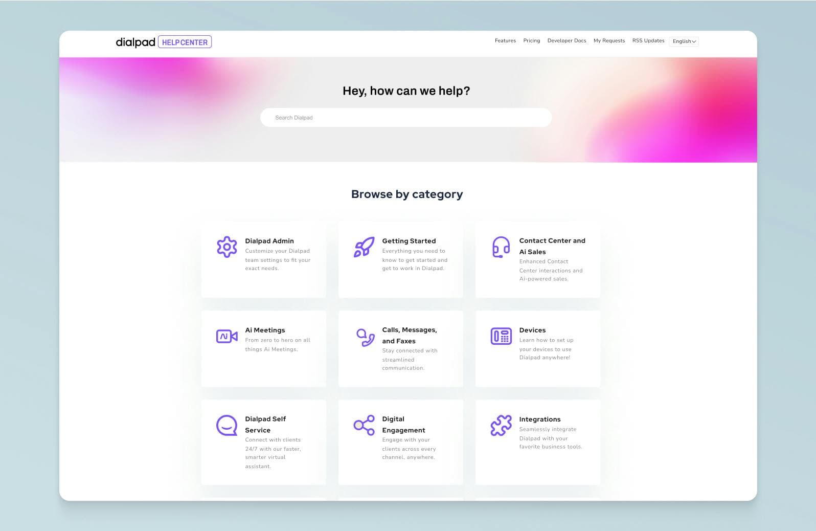Screenshot of Dialpad's online help center