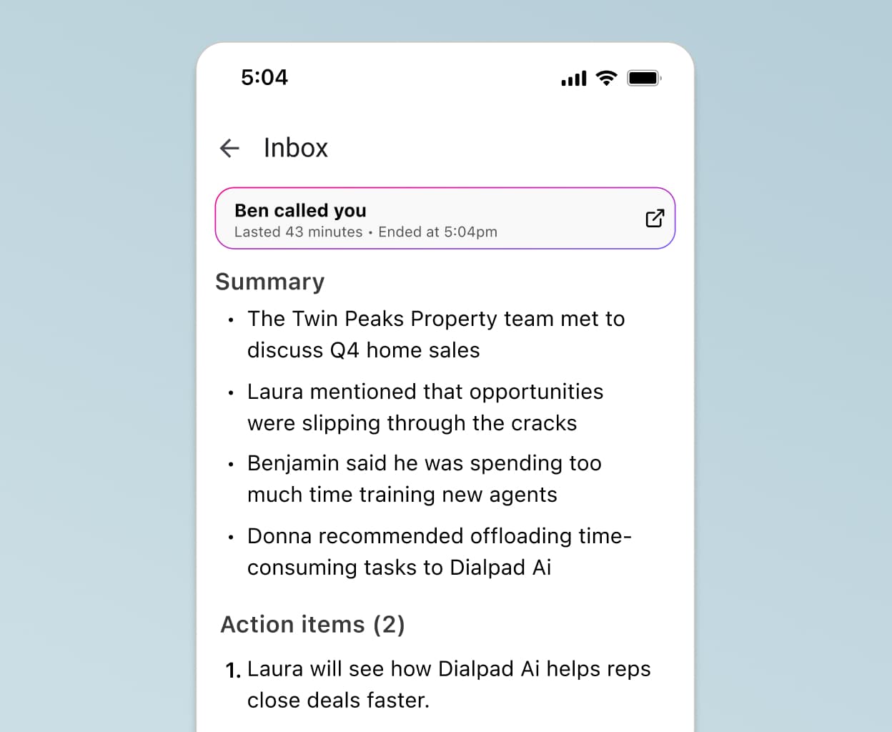 Call Summary: Transcript, Snippets, and Notes | Dialpad