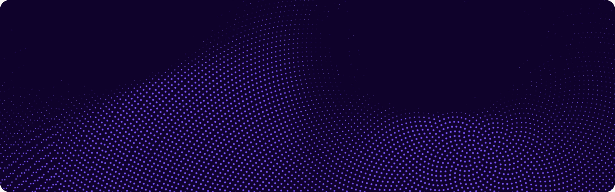 Purple halftone dot field rippling across a dark background